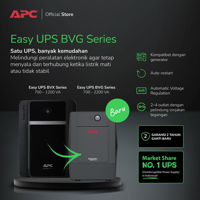 APC APC UPS BVG1200I-GR Easy UPS 1200VA Tower 230V Harga Rp 1.450.000 Toko Medan