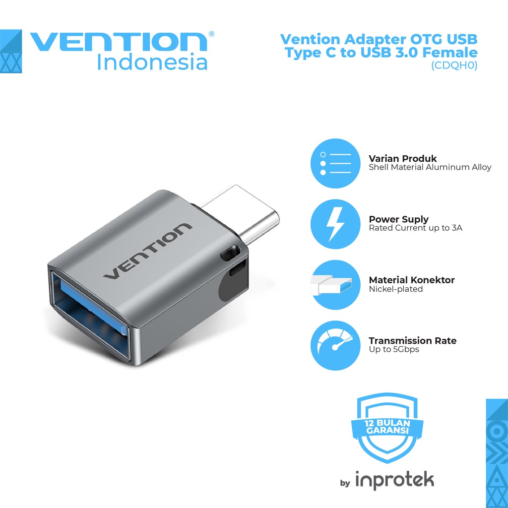 Vention Vention CDU/CDQ Adapter OTG USB Type C to USB 3.0 Female Harga Rp 45.000 Toko Medan