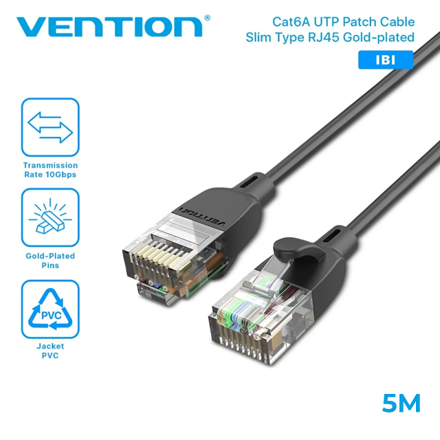 Vention Vention IBI Kabel LAN Cat.6A RJ45 UTP Patch Ethernet Slim Type Black Harga Rp 35.000 Toko Medan