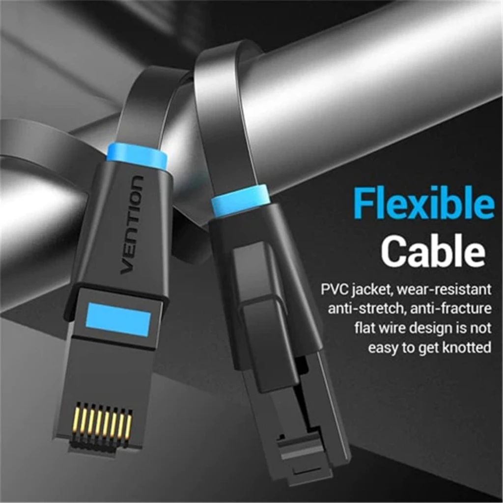 Vention Vention IBJ Kabel LAN Cat6 RJ45 Flat UTP Patch Cable Black Black Harga Rp 30.000 Toko Medan