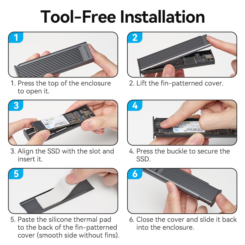 Vention Vention KPL SSD Enclosure USB-C to M.2 NVMe & SATA Harga Rp 310.000 Toko Medan