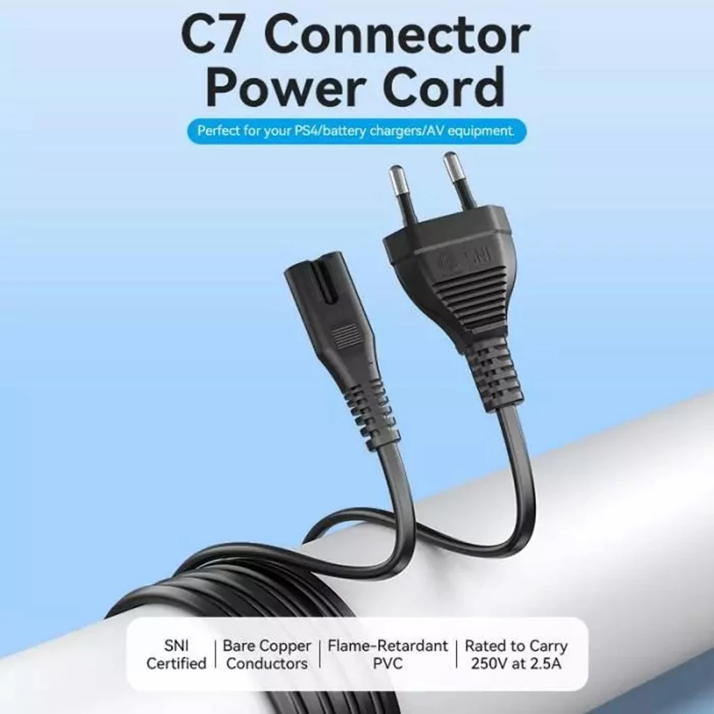 Vention Vention ZCI Kabel Power Cord C7 Connector 2-Prong EU Plug - 1.8M Harga Rp 55.000 Toko Medan