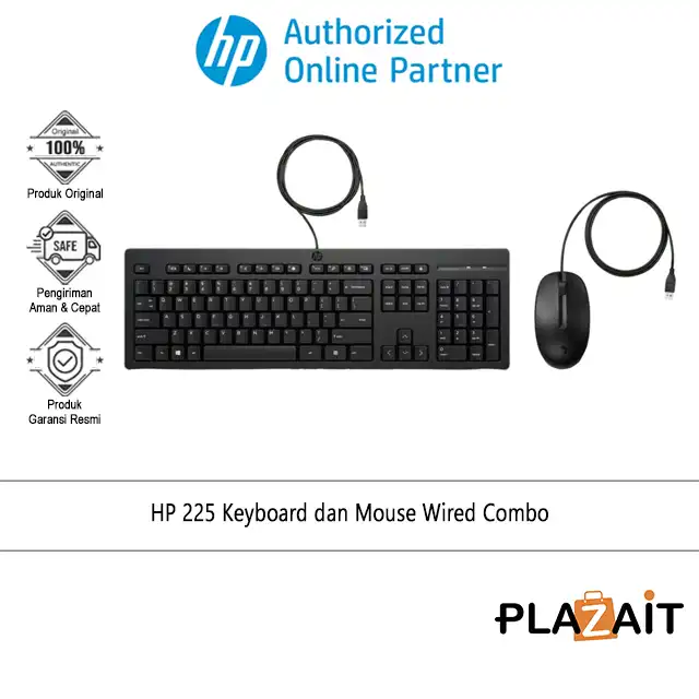 HP 225 Keyboard dan Mouse Wired Combo