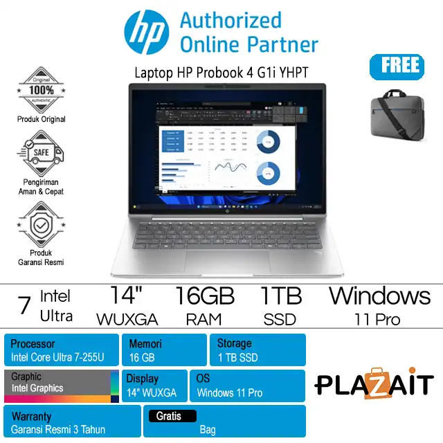 HP Probook 4 G1i - C53YHPT /Intel Core Ultra 7-255U/16GB/1TB SSD/Intel Graphics/14" WUXGA IPS/Windows 11 Pro/Silver/3Y