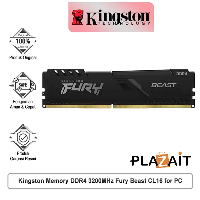 Kingston Memory DDR4 3200MHz Fury Beast CL16 for PC - 8GB
