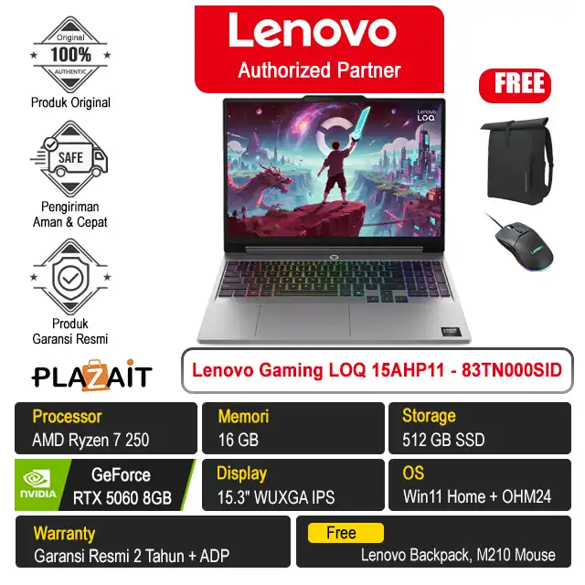 Lenovo Gaming LOQ 15AHP11 - 83TN000SID /AMD Ryzen 7 250/16GB/512GB SSD/RTX5060 8GB/15.3" WUXGA/Win 11 Home+OH24+M365/Luna Grey/2Y