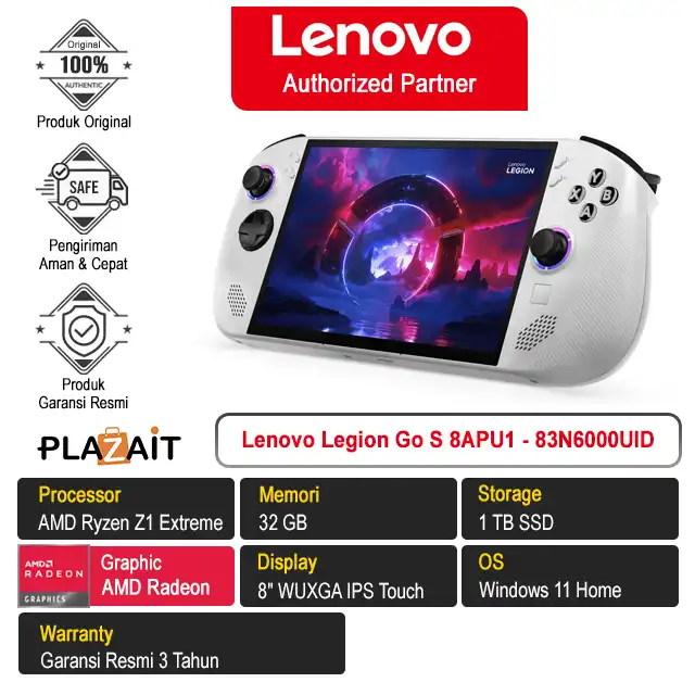 Lenovo Legion Go S 8APU1 - 83N6000UID /AMD Ryzen Z1 Extreme/32GB/1TB SSD/AMD Radeon Graphics/8" WUXGA IPS Touch/Win 11 Home/Glacier White/3Y