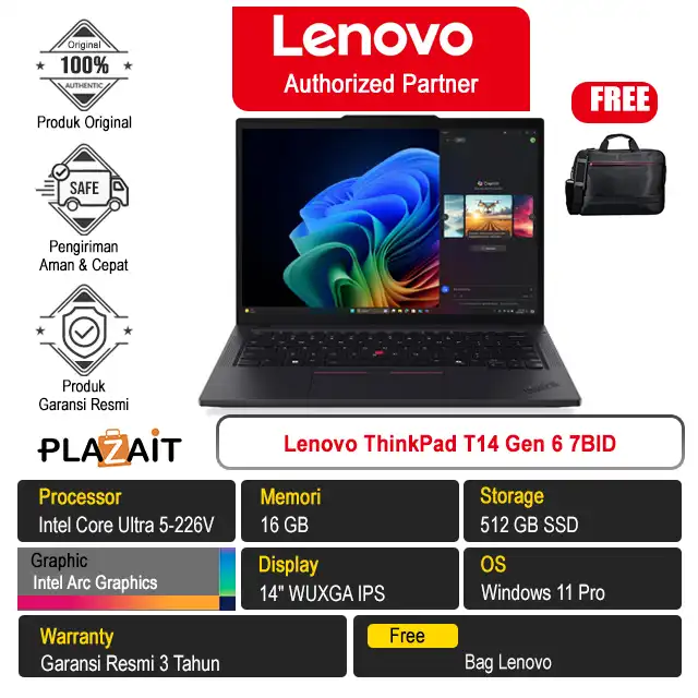 Lenovo ThinkPad T14 Gen 6 7BID /Intel Core Ultra 5-226V/16GB/512GB SSD/Intel Arc Graphics/14" WUXGA/Win 11 Pro/Black/3Y