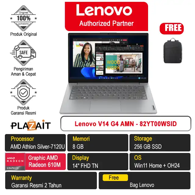 Lenovo V14 G4 AMN - 82YT00WSID /AMD Athlon Silver-7120U/8GB/256GB SSD/AMD Radeon Graphics/14" FHD TN/Win 11 Home+OH24/Arctic Grey/2Y
