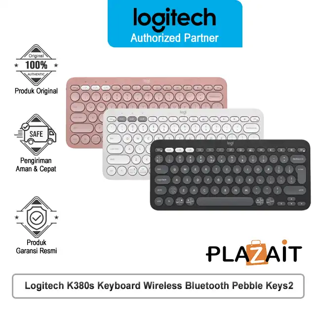 Logitech K380s Keyboard Wireless Bluetooth Multi Perangkat Pebble Keys2