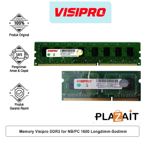 Memory Visipro 2GB/4GB/8GB DDR3 for NB/PC 1600 Longdimm-Sodimm