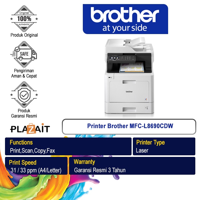 Brother Printer Color Laser MFC-L8690CDW A4 WiFi - All In One (Print, Scan, Copy, Fax)