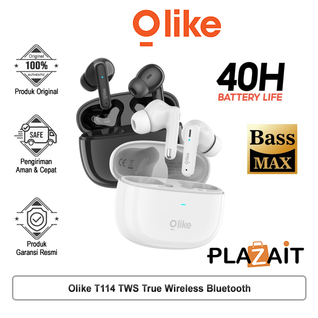 Olike T114 TWS True Wireless Bluetooth 5.3 Earphone IPX4 | Playing Time 40H | Bass Max