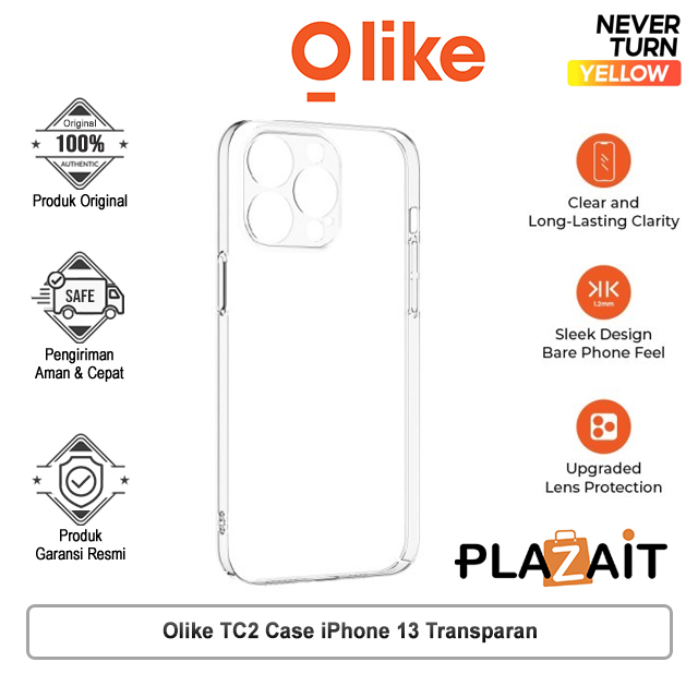 Olike TC2 Case iPhone 13 Transparan - Anti Kuning / Clear Transparent