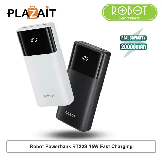 Robot Powerbank RT22S 15W Fast Charging 20000mAh 3 Port Output with LED