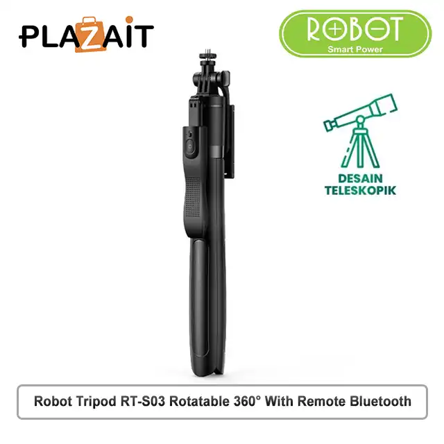 Robot Tripod RT-S03 Rotatable 360° HP Kamera/Gopro Tongsis With Remote Bluetooth
