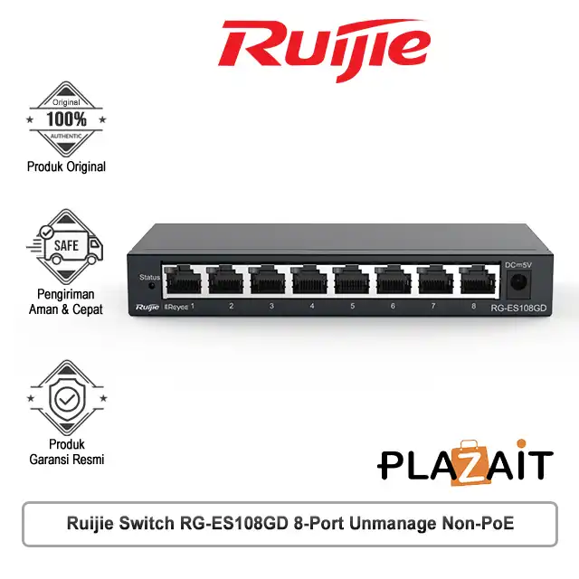 Ruijie Switch RG-ES108GD 8-Port 10/100/1000 Mbps Unmanage Non-PoE
