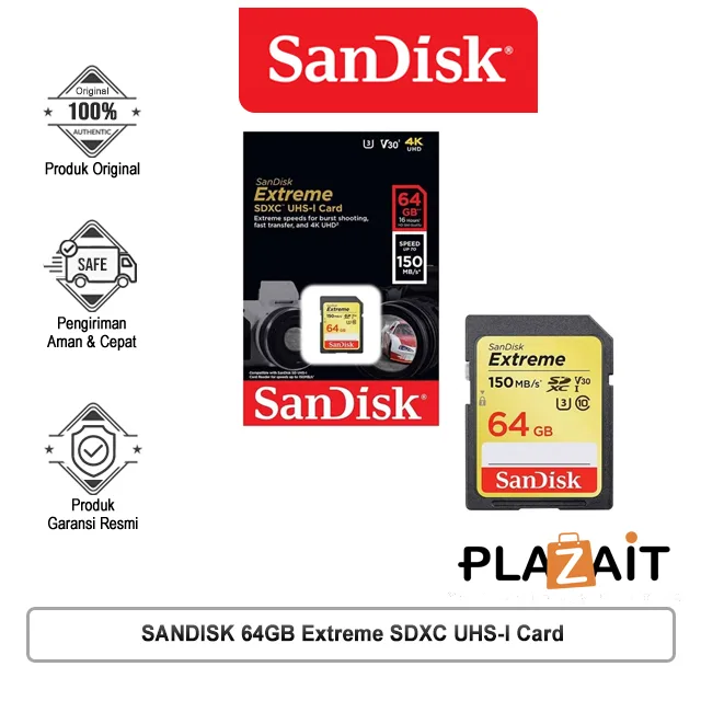 SANDISK 64GB Extreme SDXC UHS-I Card