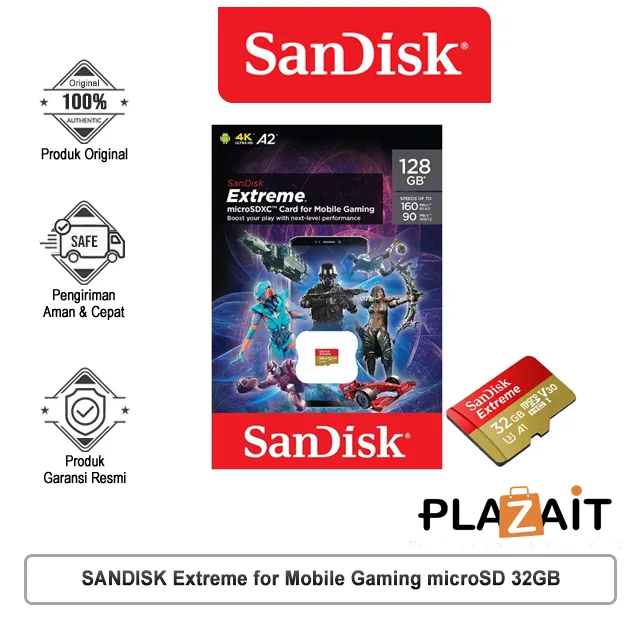 SANDISK Extreme for Mobile Gaming microSD 32GB [SDSQXAF-032G-GN6GN]