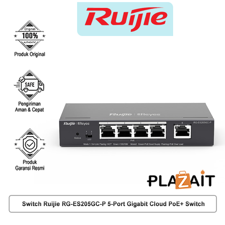 Ruijie Switch RG-ES205GC-P 5-Port Gigabit Cloud Mananged PoE+