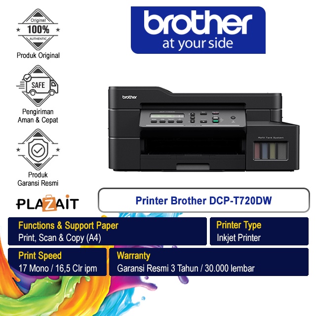 Brother Printer Ink Tank DCP-T720DW A4 WiFi - All In One (Print, Scan, Copy)