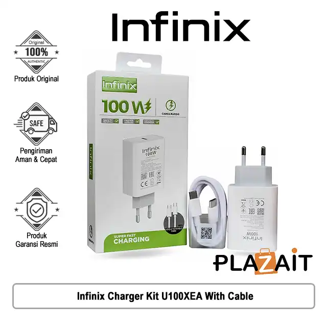 Infinix Charger Kit U100XEA - 100W Fast Charging Adaptor with Cable