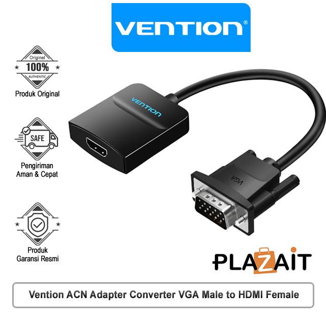 Vention ACN Adapter Converter VGA Male to HDMI Female / with Micro USB, Aux 3.5mm
