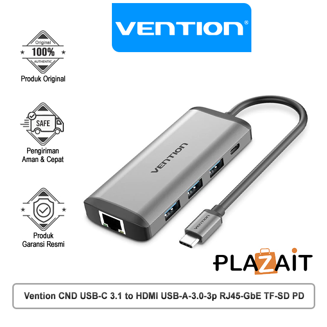 Vention CND USB-C 3.1 to HDMI USB-A-3.0-3p RJ45-GbE TF-SD-PD