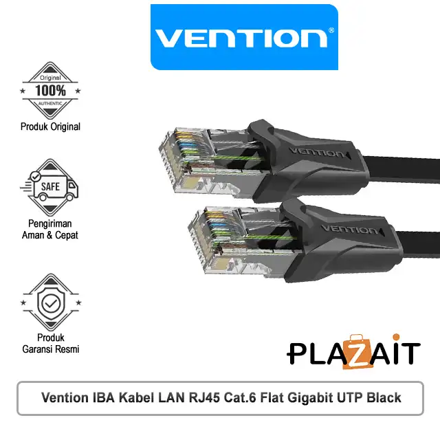 Vention IBA Kabel LAN RJ45 Cat.6 Flat Gigabit UTP Black