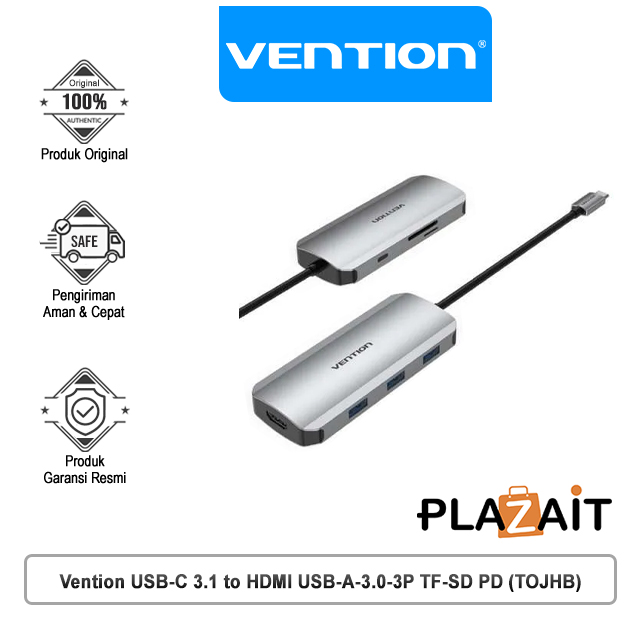 Vention USB-C 3.1 to HDMI USB-A-3.0-3P TF-SD PD (TOJHB)