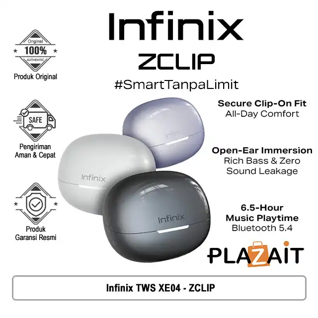 Infinix TWS XE04 - ZCLIP - 23 Hour Music Play Time - 300 mAh - Open Ear Immersion - IP54