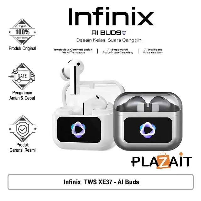 Infinix  TWS XE37 - AI Buds - 25 Hour Bluetooth Play Time - 450 mAh - AI Translation - Active Noice Cancelling - IPX4
