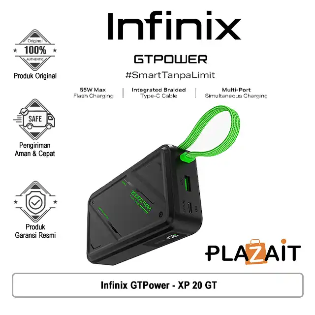 Infinix GTPower - XP 20 GT | 20000mAh - 55W Max Charging - Upgraded AI-Powered Battery Management - Type C